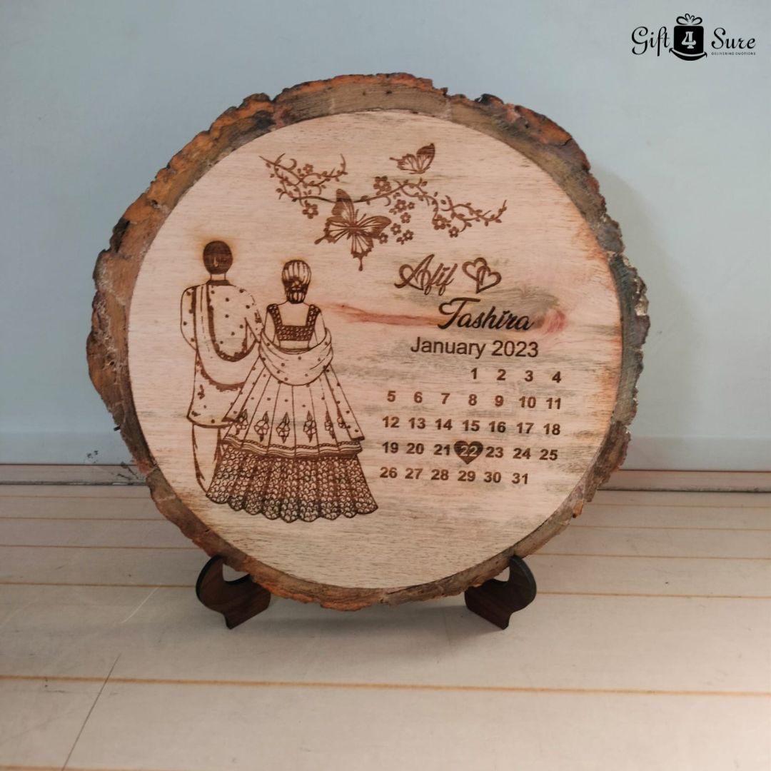 NATURAL WOODEN SLICE ANNIVERSARY PHOTO FRAME