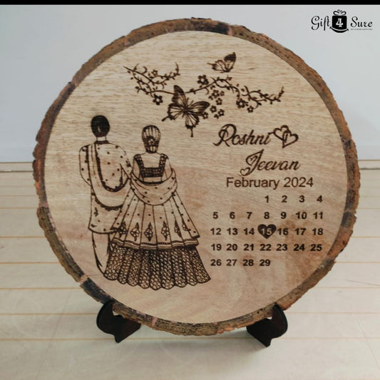 NATURAL WOODEN SLICE ANNIVERSARY PHOTO FRAME