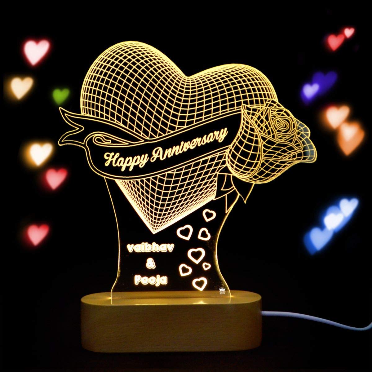 ANNIVERSARY HEART ILLUSION LAMP - PREMIUM QUALITY