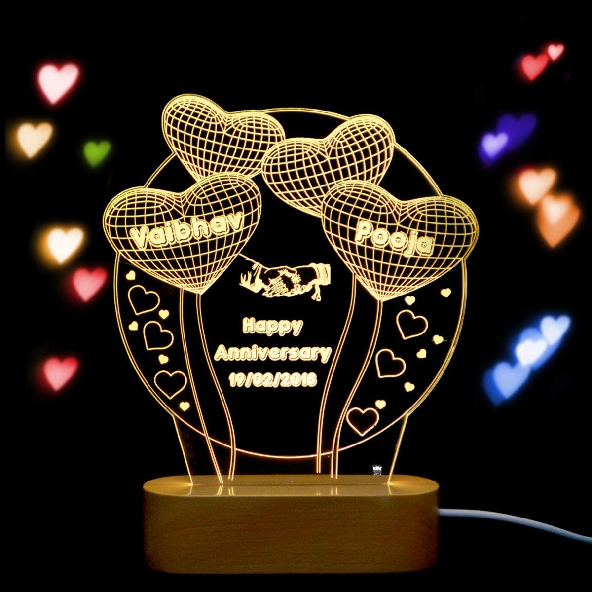 3D 4-HEART ILLUSION LAMP 2 - PREMIUM QUALITY