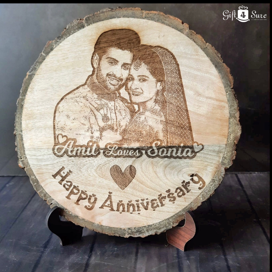 🎁 NATURAL WOODEN SLICE ANNIVERSARY PHOTO FRAME (100% off)