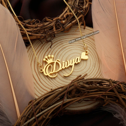 🎁 CANDLESCRIPT CROWN & HEART STYLE NAME NECKLACE (100% off)