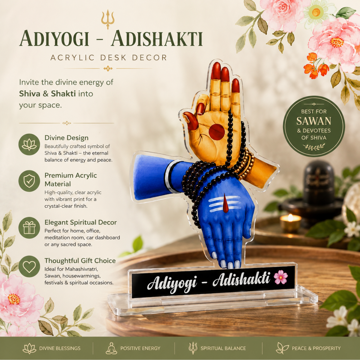 ADIYOGI – ADISHAKTI ACRYLIC SPIRITUAL DESK DÉCOR