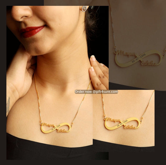 INFINITY STYLE WITH ENGRAVING COUPLE NAME NECKLACE