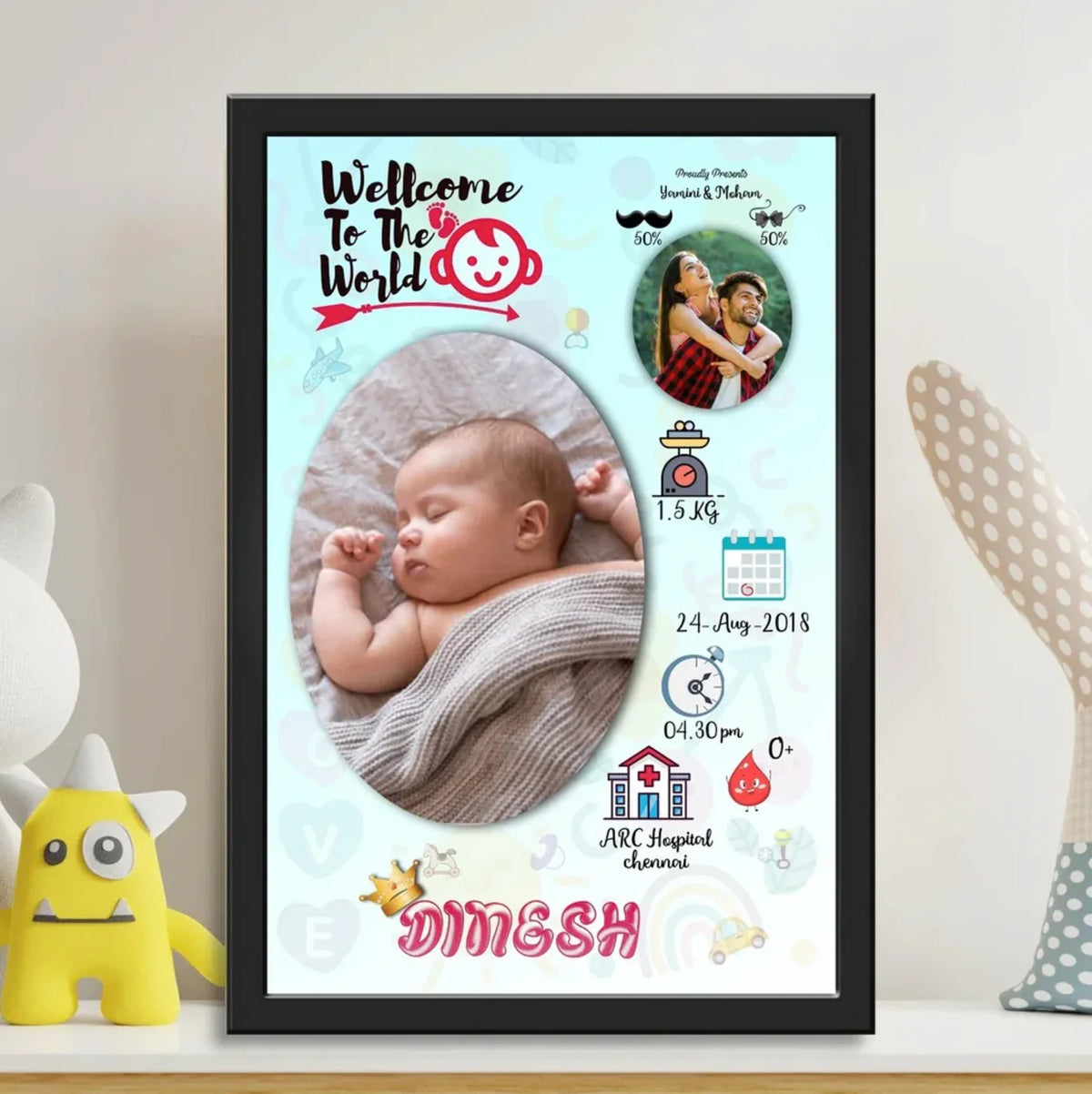 🎁 BABY BIRTH PHOTO FRAME - 5 (100% off)