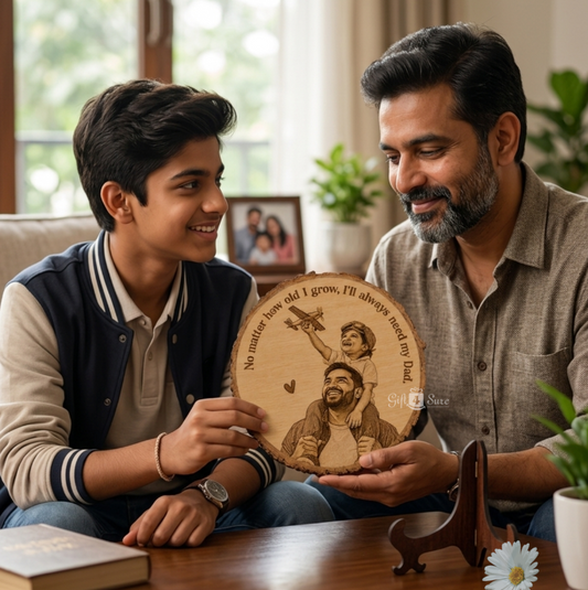 FATHER'S DAY NATURAL WOODEN SLICE PHOTO FRAME