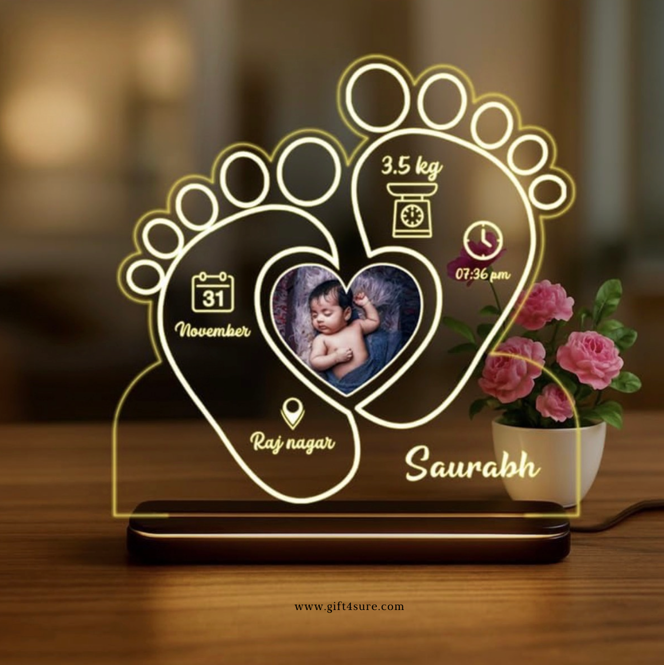 BABY FOOTPRINT ACRYLIC LED LAMP