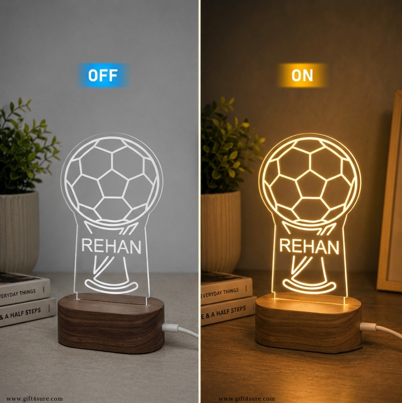 PERSONALISED FOOTBALL TROPHY NIGHT LAMP
