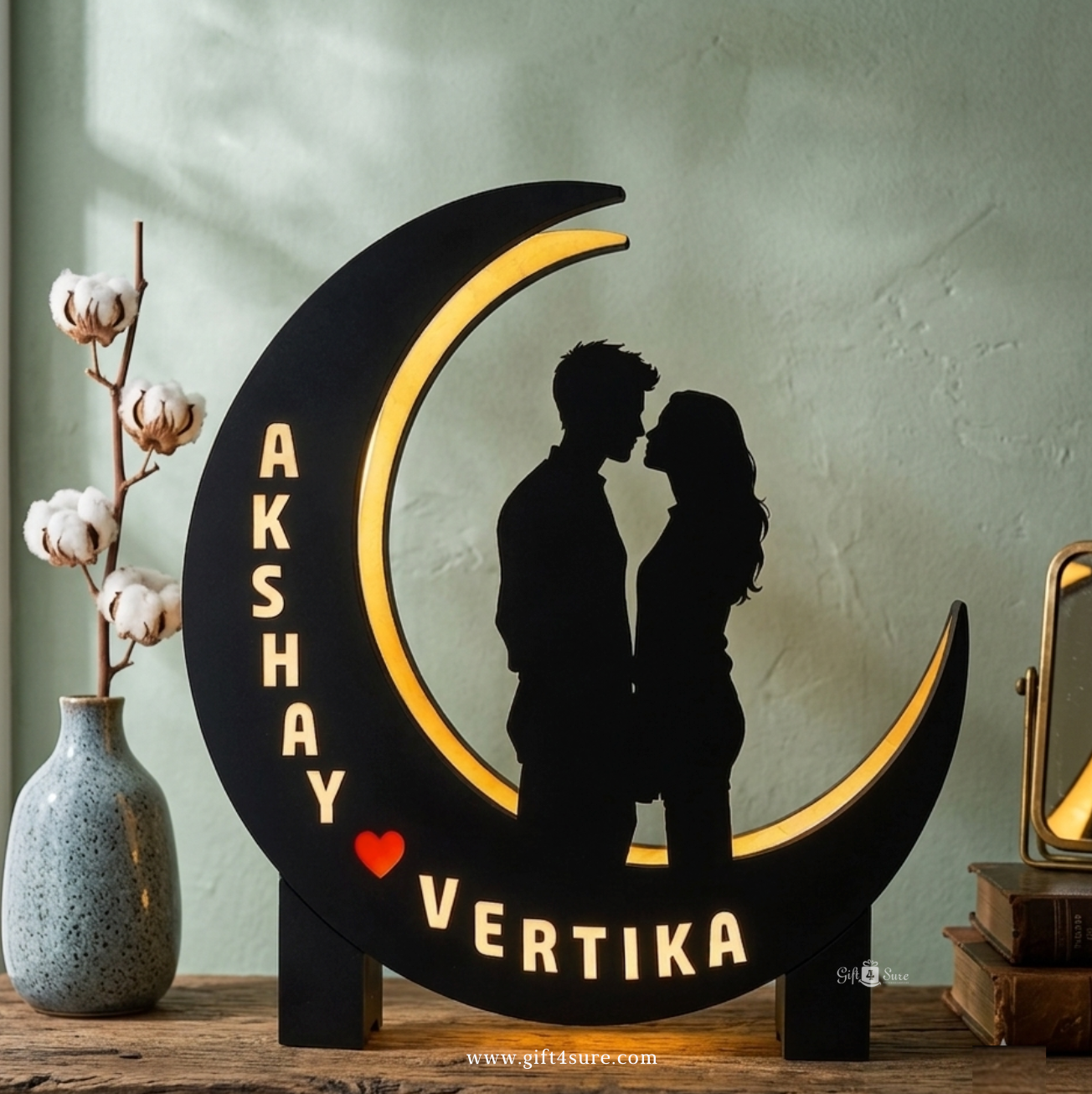 PERSONALIZED COUPLE MOON LED LAMP