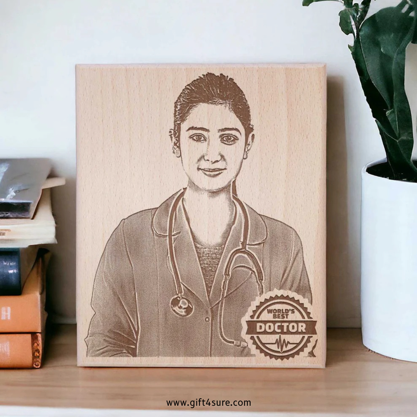 DOCTOR'S WOODEN PHOTO ENGRAVED FRAME