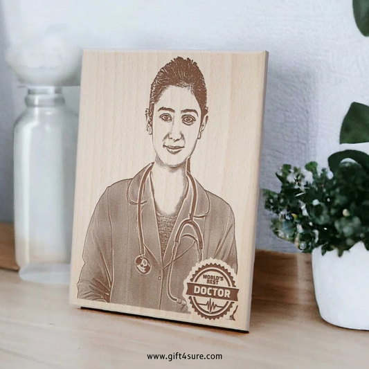 DOCTOR'S WOODEN PHOTO ENGRAVED FRAME