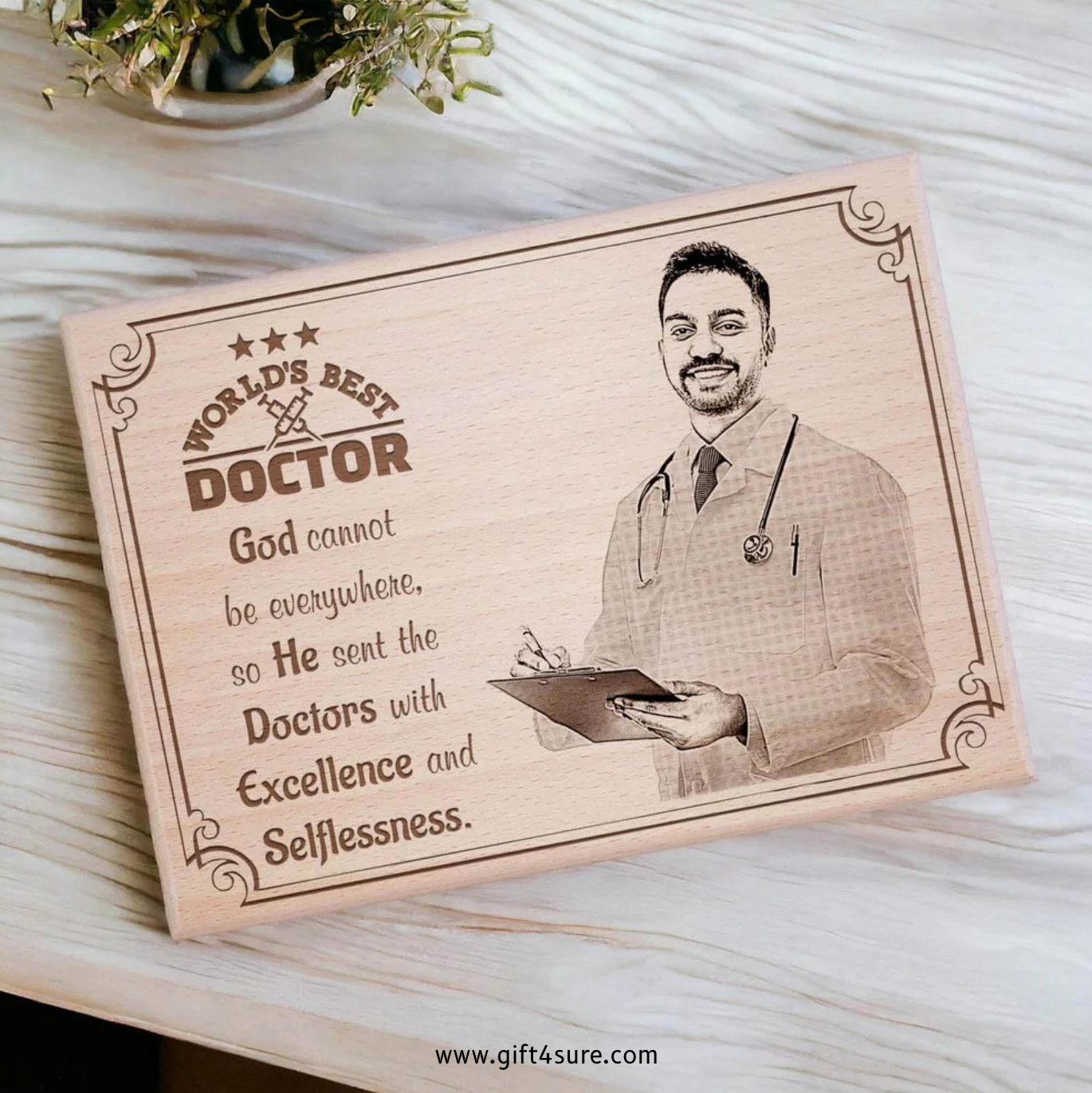 DOCTOR'S WOODEN PHOTO ENGRAVED FRAME - 1