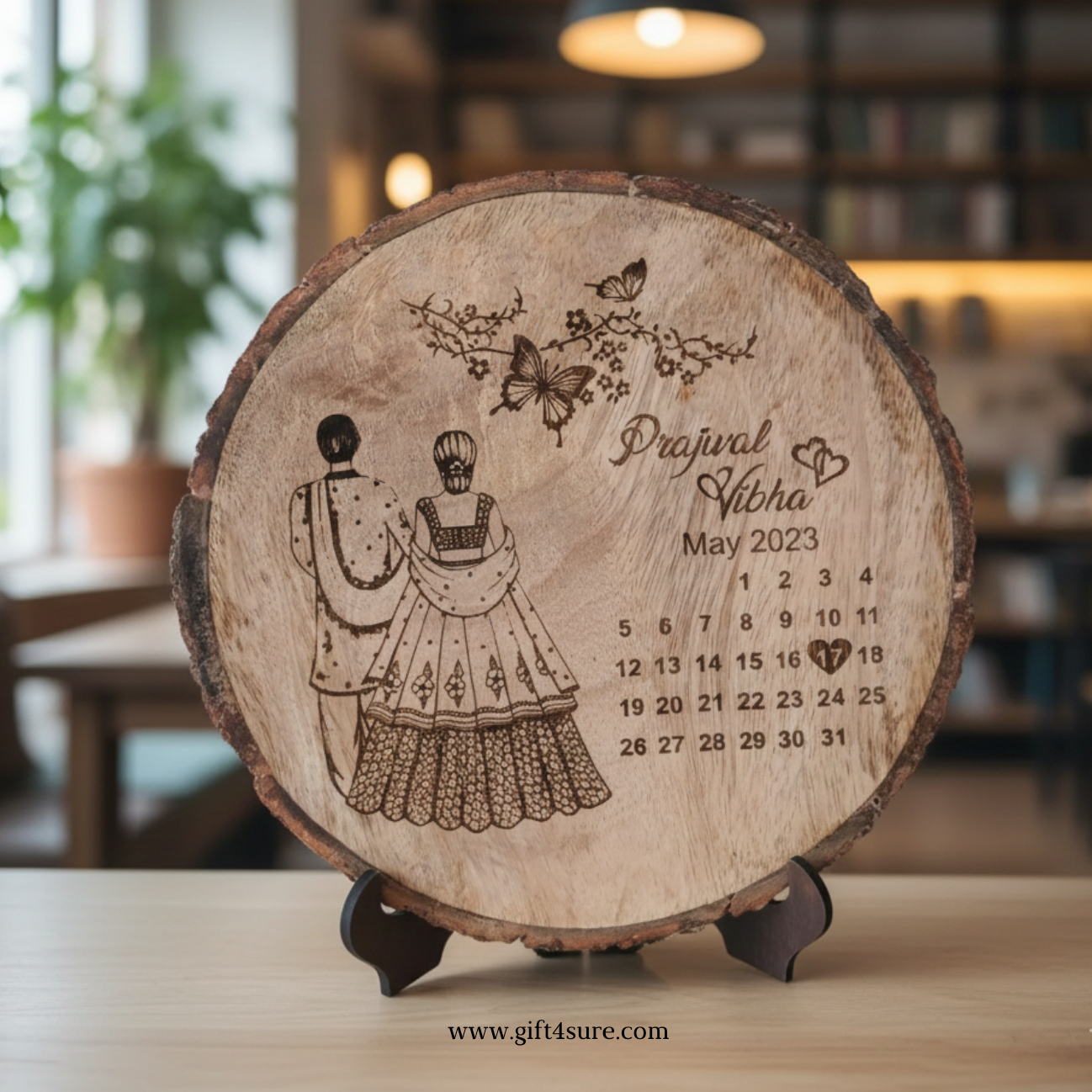 🎁 NATURAL WOODEN SLICE ANNIVERSARY PHOTO FRAME (100% off)