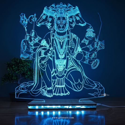 PANCHMUKHI HANUMAN JI ACRYLIC LED LAMP (MULTICOLOR)