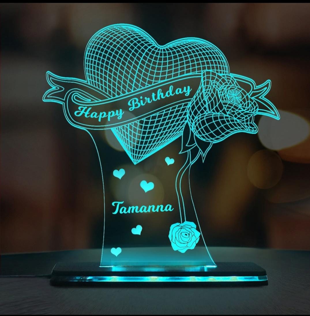 BIRTHDAY HEART ACRYLIC LAMP - MULTICOLOR