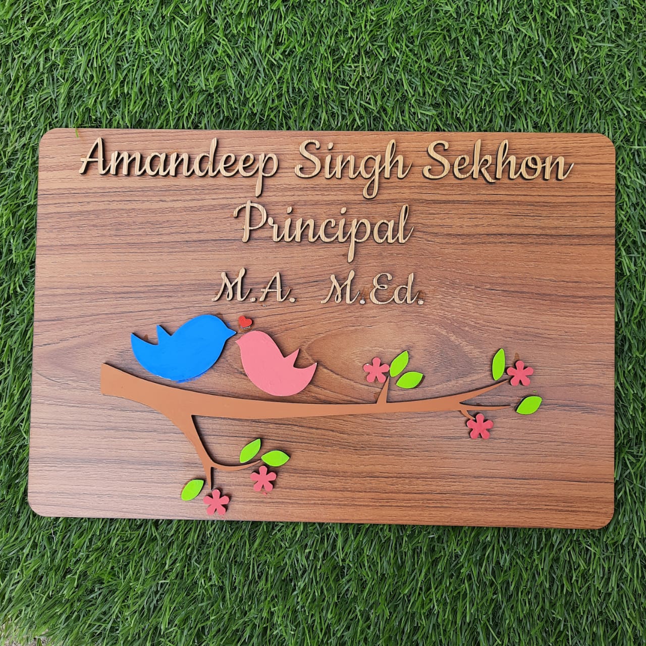 WOODEN BIRDS HAND-PAINTED NAMEPLATE - 1