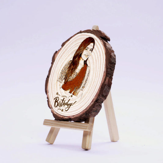 NATURAL WOODEN SLICE PHOTO FRAME