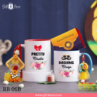 BHAIYA-BHABHI WHITE MUG RAKHI COMBO