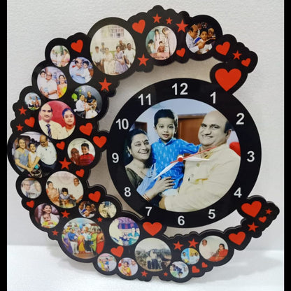 HALF MOON CUTOUT FRAME WITH CLOCK