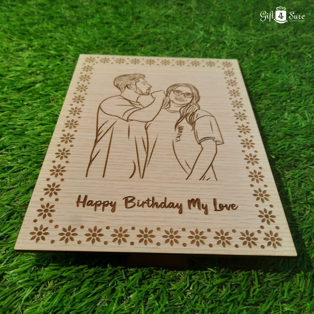 PREMIUM WOODEN SKETCH ENGRAVED FRAME