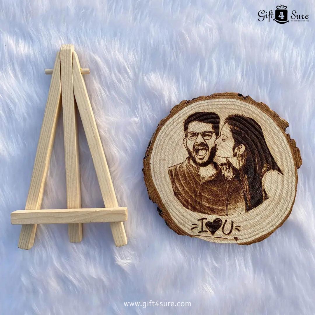 WOODEN SLICE PHOTO FRAME