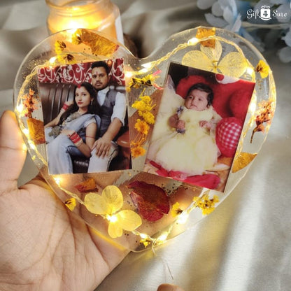 HANDMADE FLORAL LED HEART RESIN FRAME