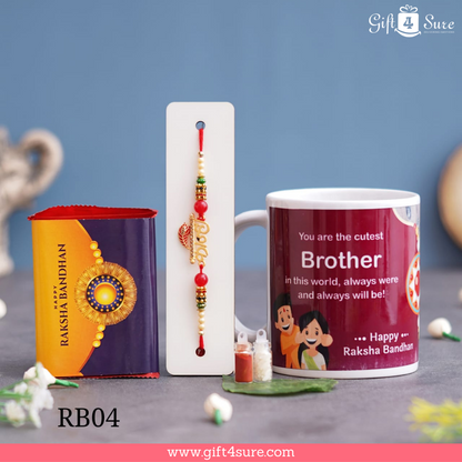 WHITE CERAMIC MUG KANHA RAKHI COMBO