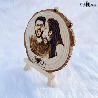 WOODEN SLICE PHOTO FRAME