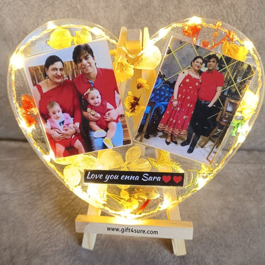 HANDMADE FLORAL LED HEART RESIN FRAME