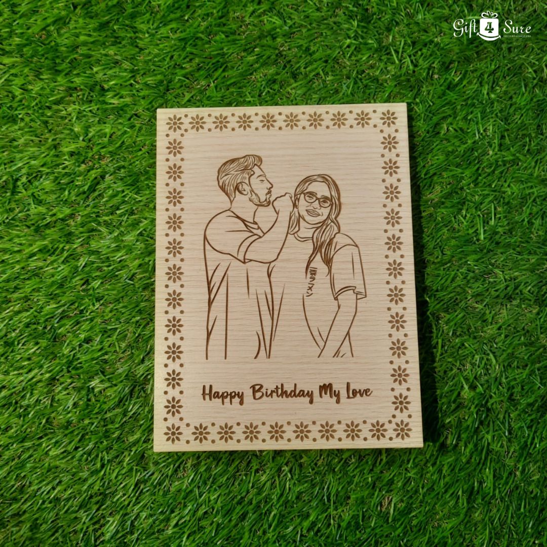 PREMIUM WOODEN SKETCH ENGRAVED FRAME