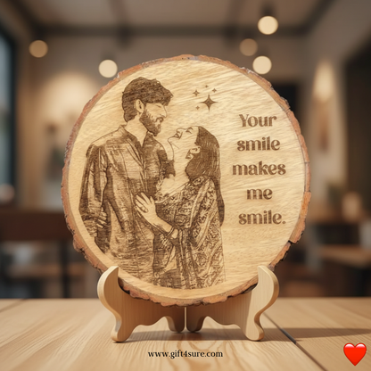 NATURAL WOODEN SLICE PHOTO FRAME