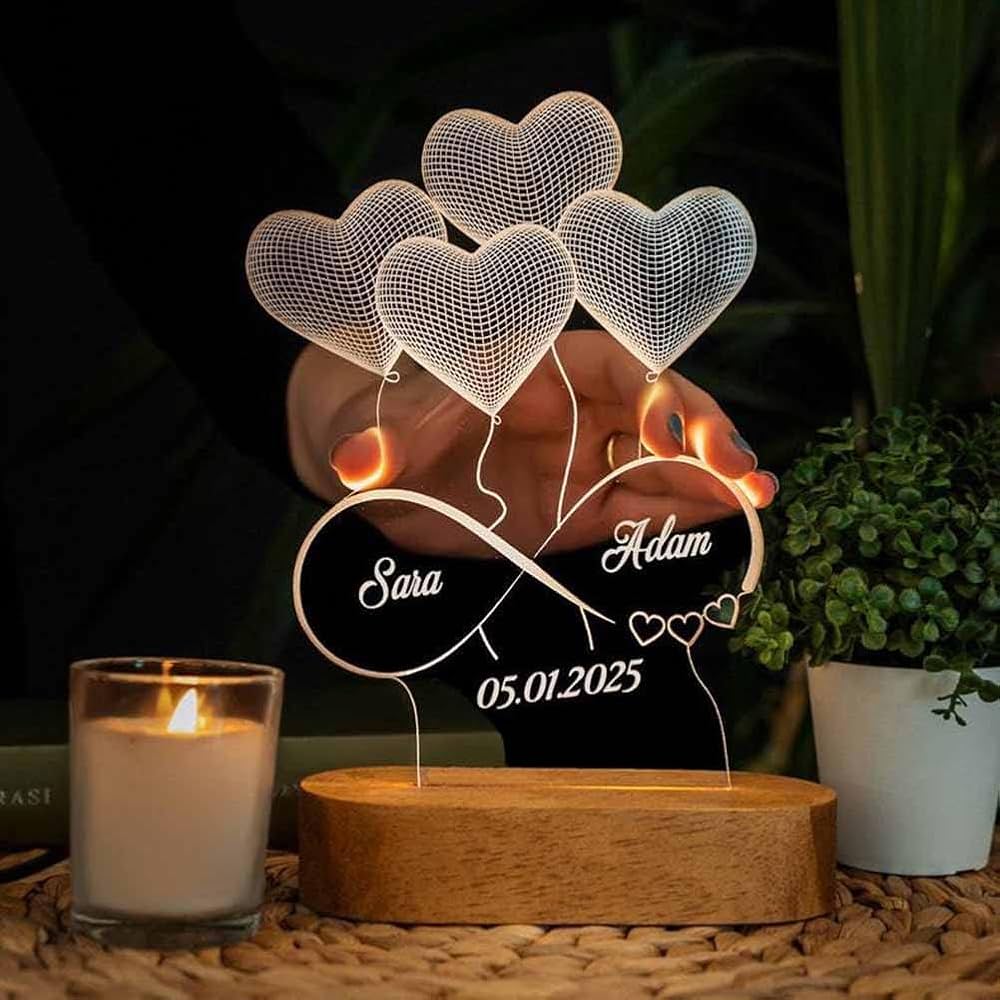 3D 4-HEART ILLUSION LAMP - PREMIUM QUALITY