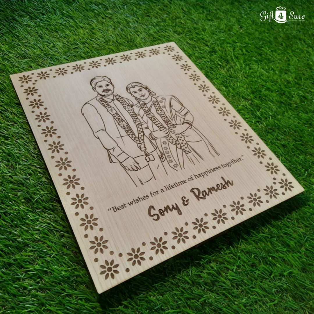 PREMIUM WOODEN SKETCH ENGRAVED FRAME