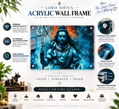 LORD SHIVA ACRYLIC UV PRINTED WALL FRAME