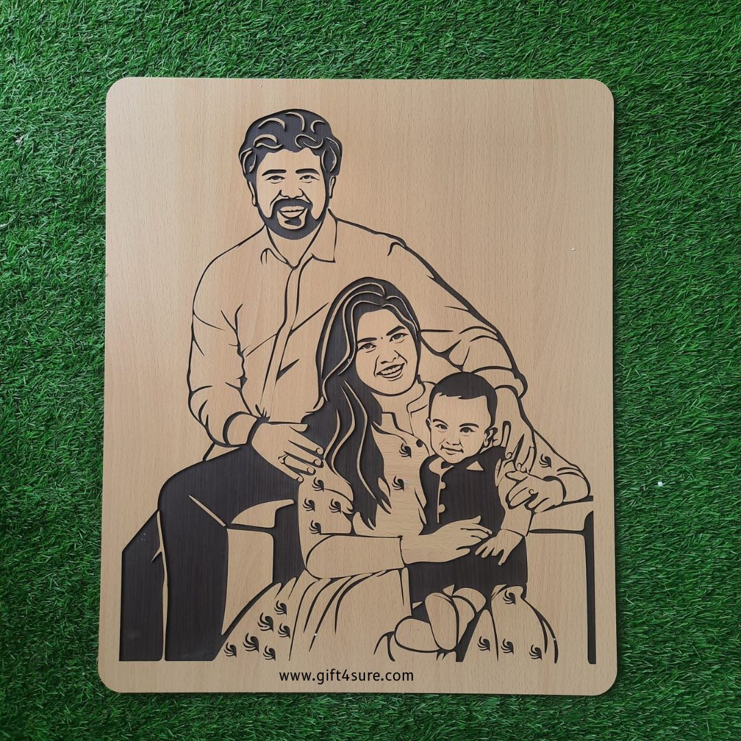 PREMIUM 3D WOODEN PORTRAIT - FAMILY PIC