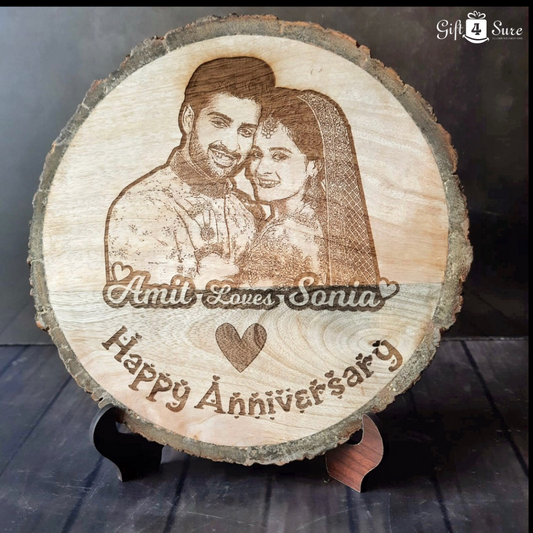 🎁 NATURAL WOODEN SLICE ANNIVERSARY PHOTO FRAME (100% off)
