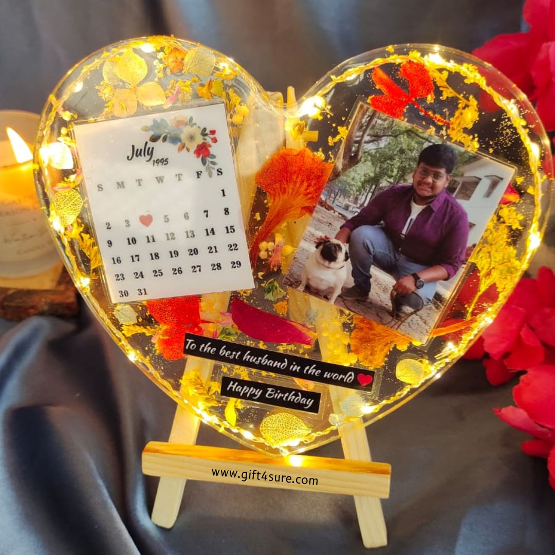 HANDMADE FLORAL LED HEART RESIN FRAME