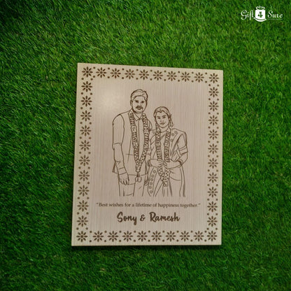 PREMIUM WOODEN SKETCH ENGRAVED FRAME