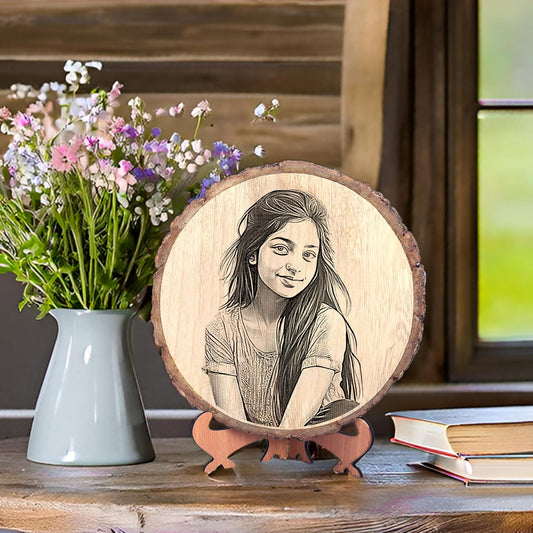 🎁 NATURAL WOODEN SLICE PHOTO FRAME (100% off)