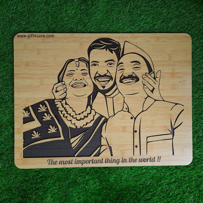 PREMIUM 3D WOODEN PORTRAIT - FAMILY PIC