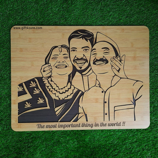 PREMIUM 3D WOODEN PORTRAIT - FAMILY PIC