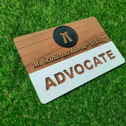 ADVOCATE WOODEN NAMEPLATE