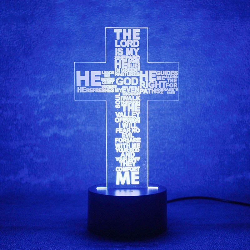 CRUCIFIX HOLY CROSS ACRYLIC LED LAMP (MULTICOLOR)