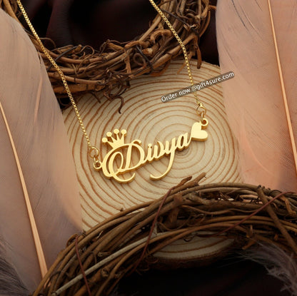 🎁 CANDLESCRIPT CROWN & HEART STYLE NAME NECKLACE (100% off)
