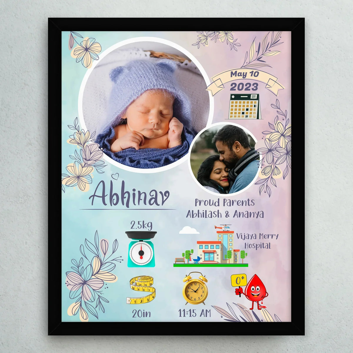🎁 BABY BIRTH PHOTO FRAME - 1 (100% off)
