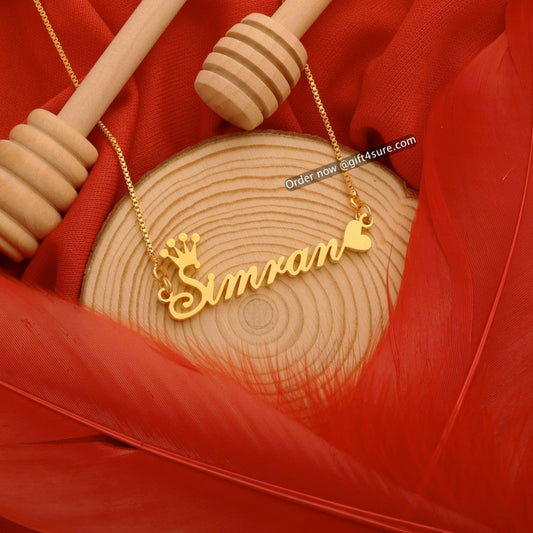 CROWN & HEART STYLE NAME NECKLACE