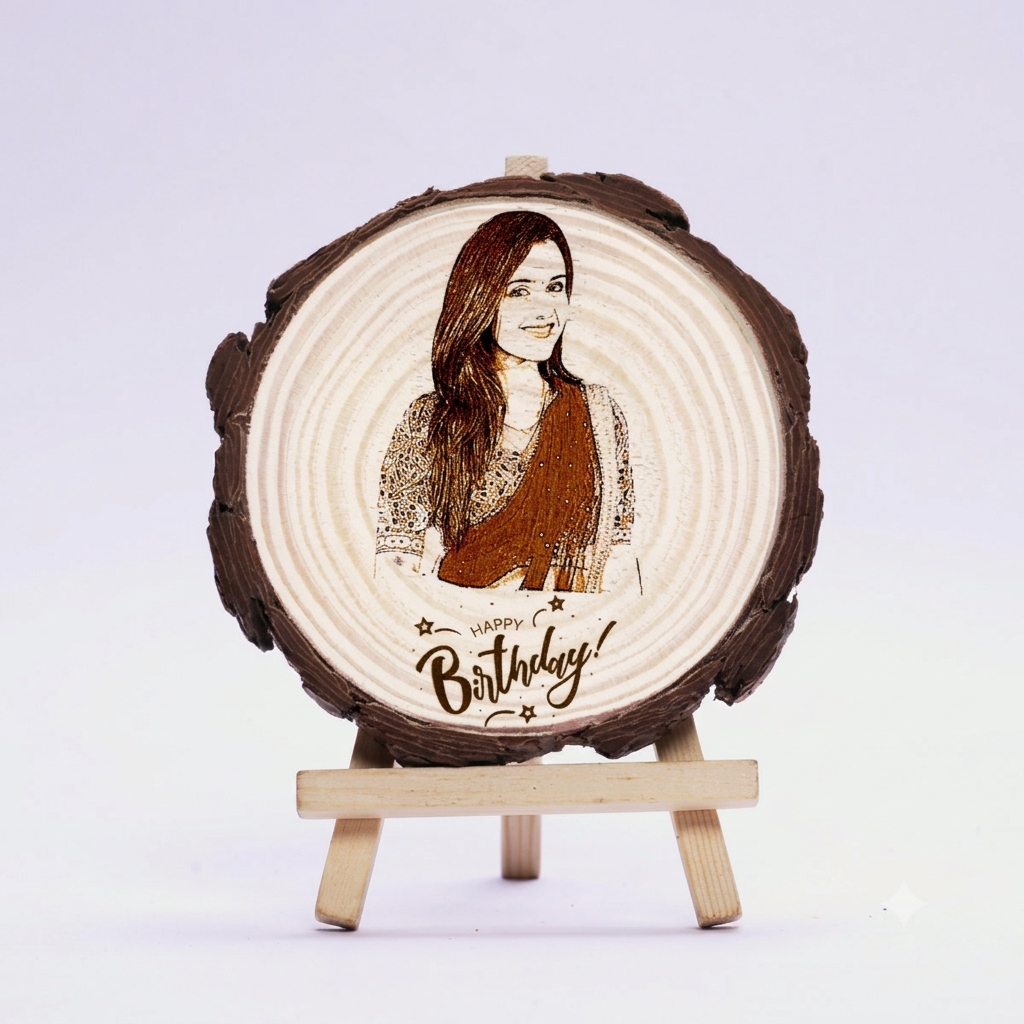 NATURAL WOODEN SLICE PHOTO FRAME