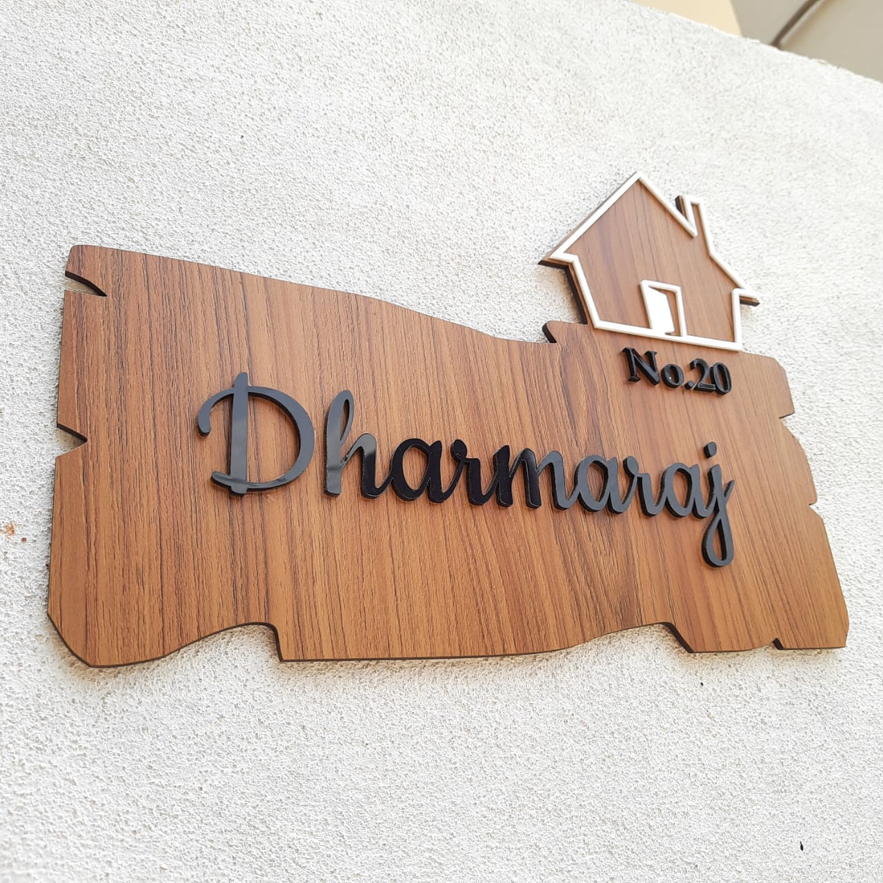 HOME WOODEN ACRYLIC NAMEPLATE