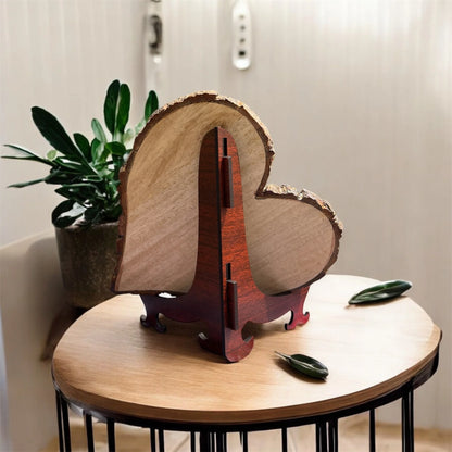 NATURAL WOODEN SLICE HEART PHOTO FRAME