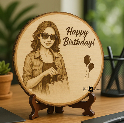 NATURAL WOODEN SLICE PHOTO FRAME